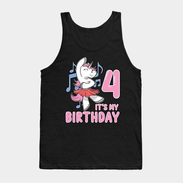 Fourth 4th Unicorn Ballerina Children's Birthday Tank Top by ModernMode